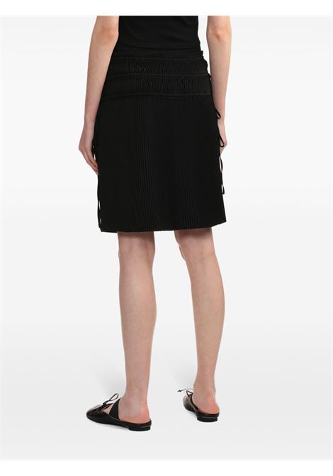 Black strap-detail pleated midi skirt - women HELMUT LANG | O02HW302001